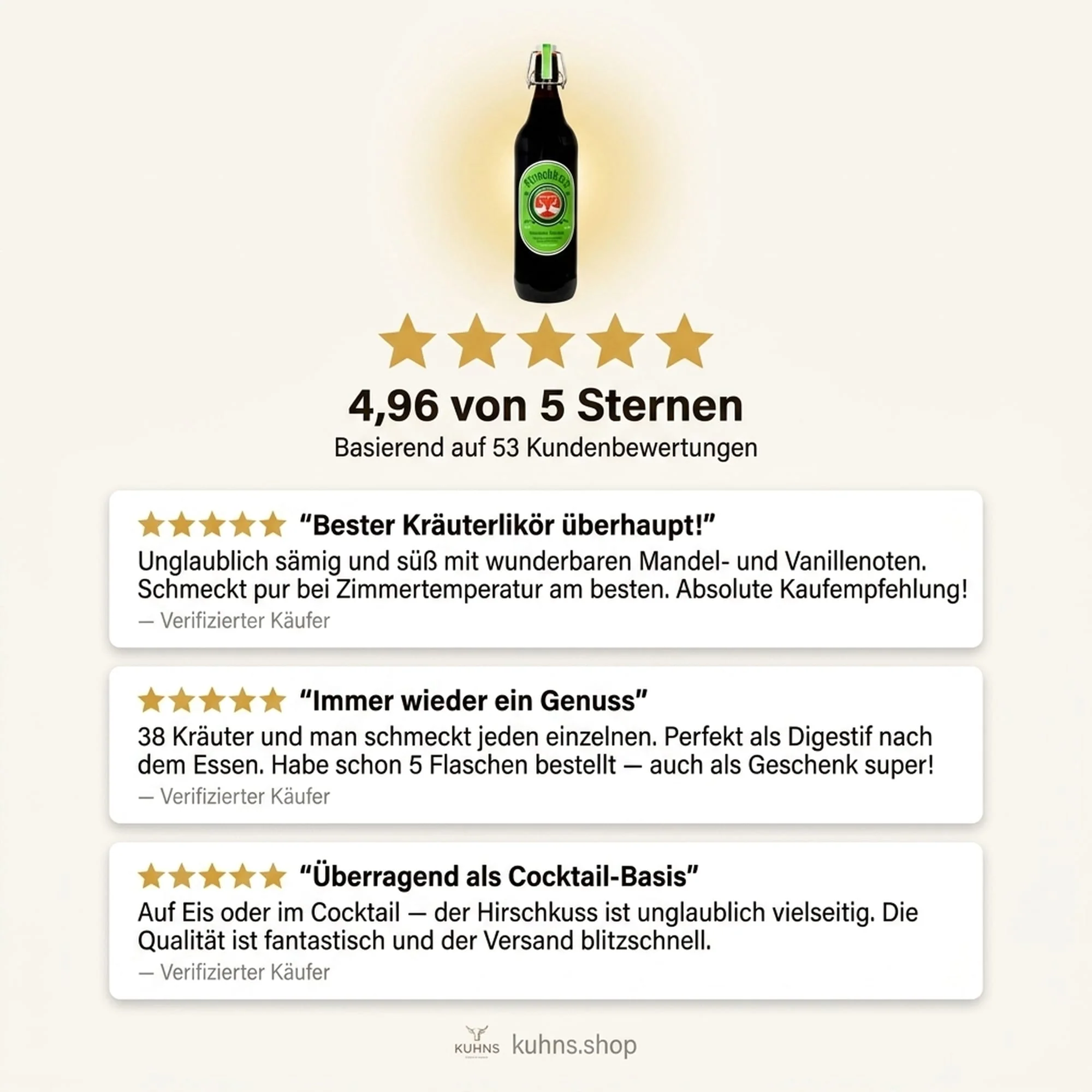 Hirschkuss Kräuterlikör 1,0l, alc. 38 Vol.-% - Image 3